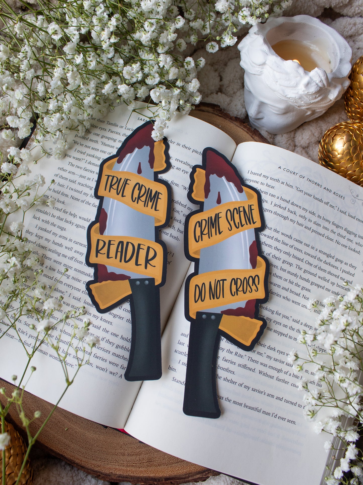 True Crime Reader / Crime Scene Do Not Cross Knife Bookmark