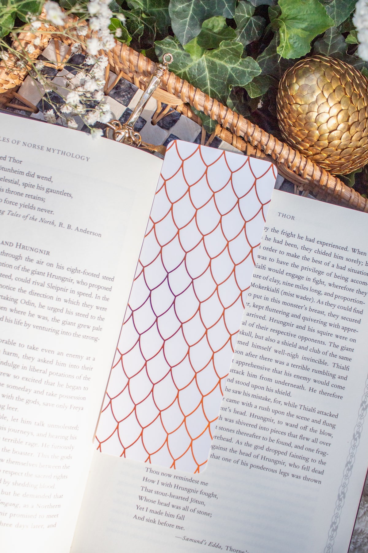 Ivory and Gold Dragon Scales Foil Bookmark
