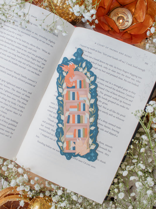Arched Bookshelf Bookmark | The Littlest Book Dragon