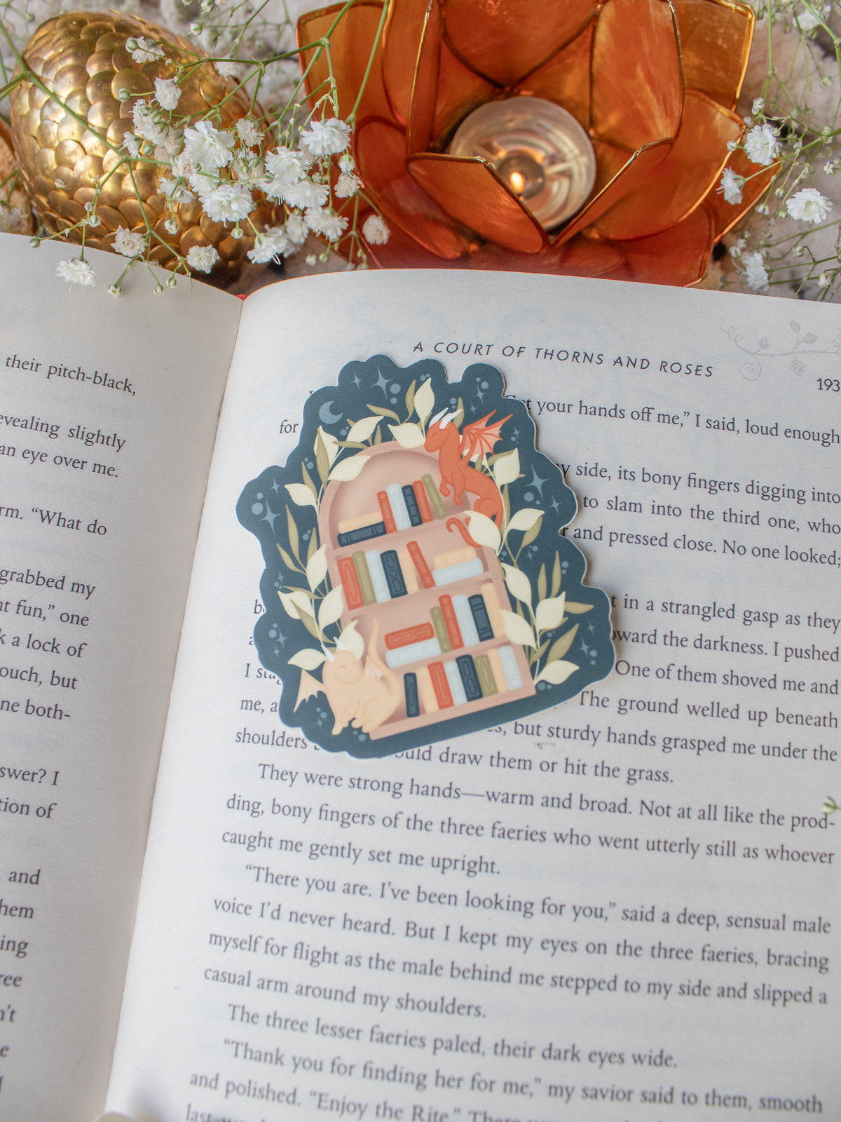Arched Bookshelf Littlest Book Dragon Waterproof Vinyl Sticker | 3" x2.6"