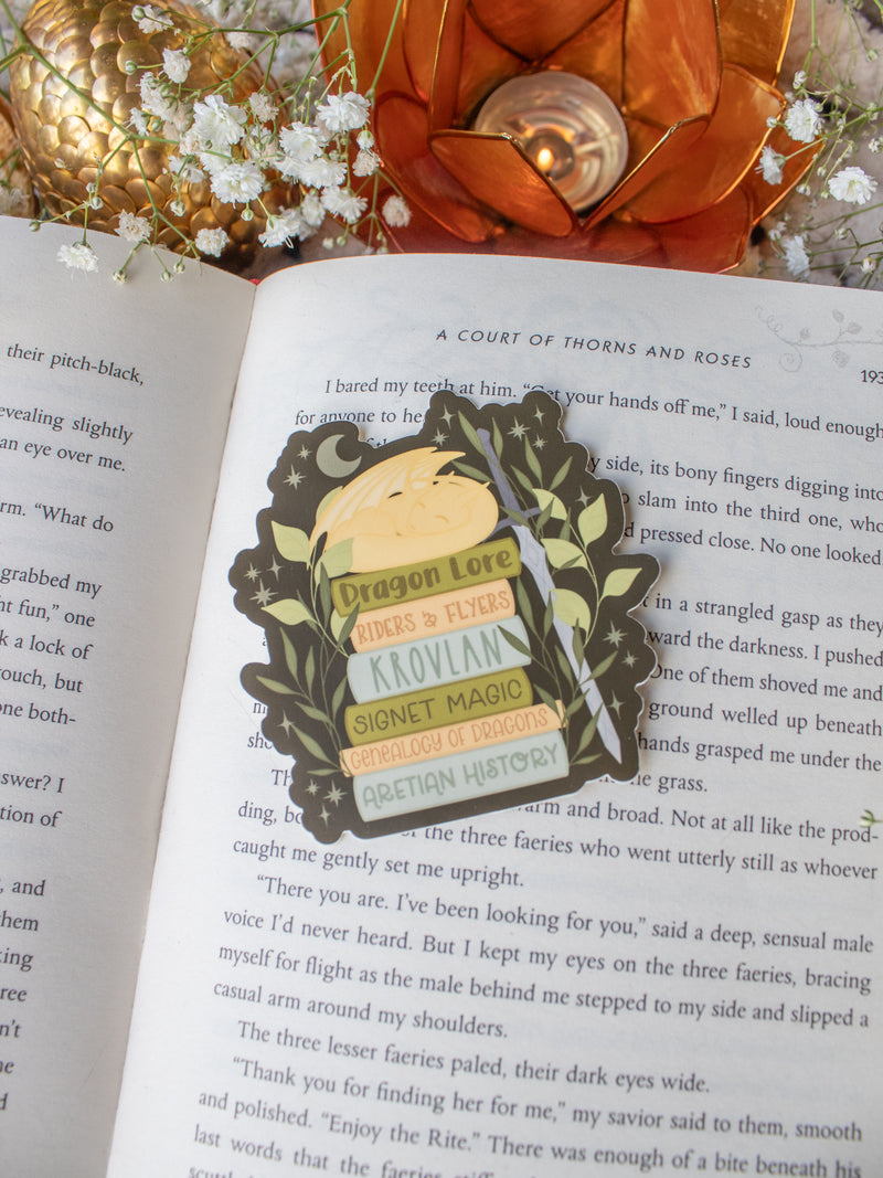 Fourth Wing | Sleepy Dragon Bookstack Waterproof Sticker
