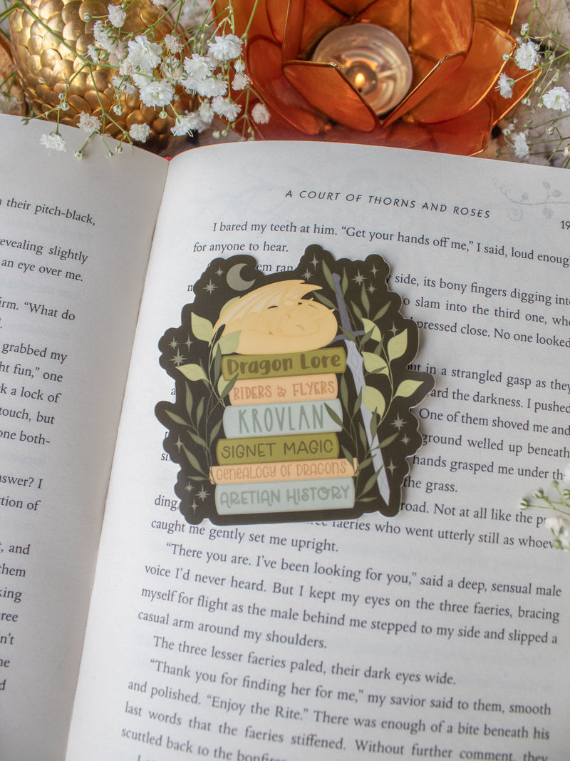 Fourth Wing | Sleepy Dragon Bookstack Waterproof Sticker
