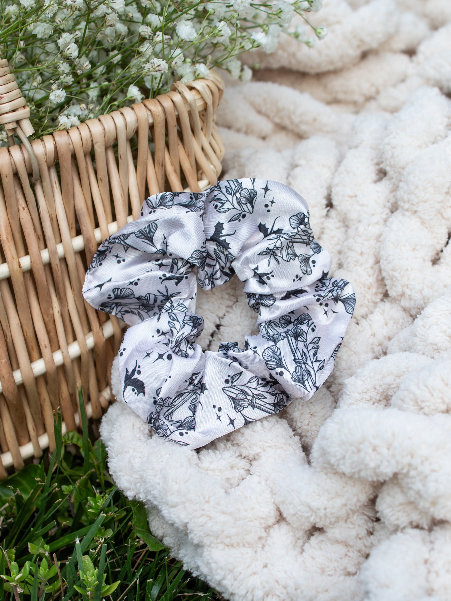 Satin Scrunchie | Ivory Swords