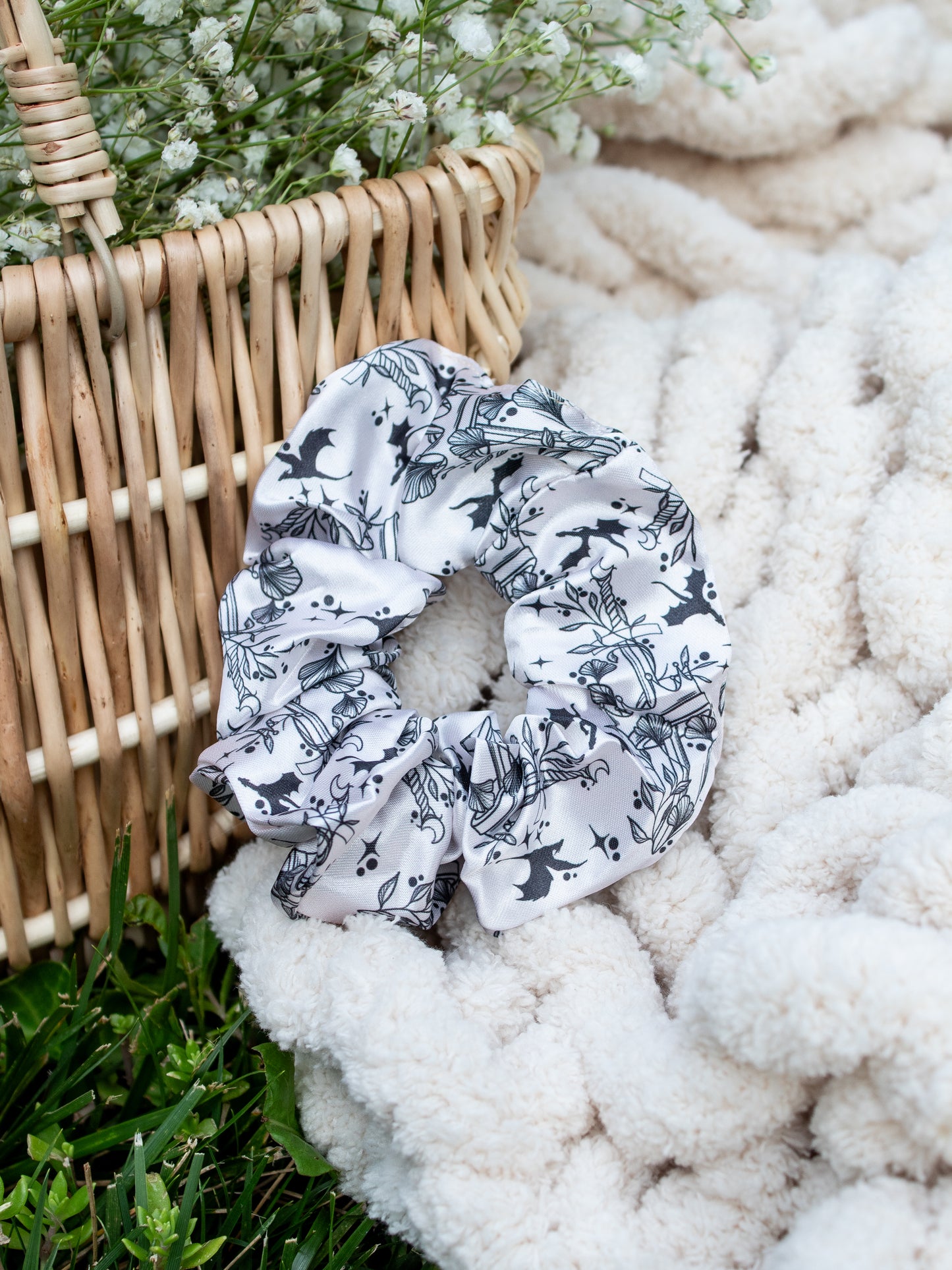 Satin Scrunchie | Ivory Swords