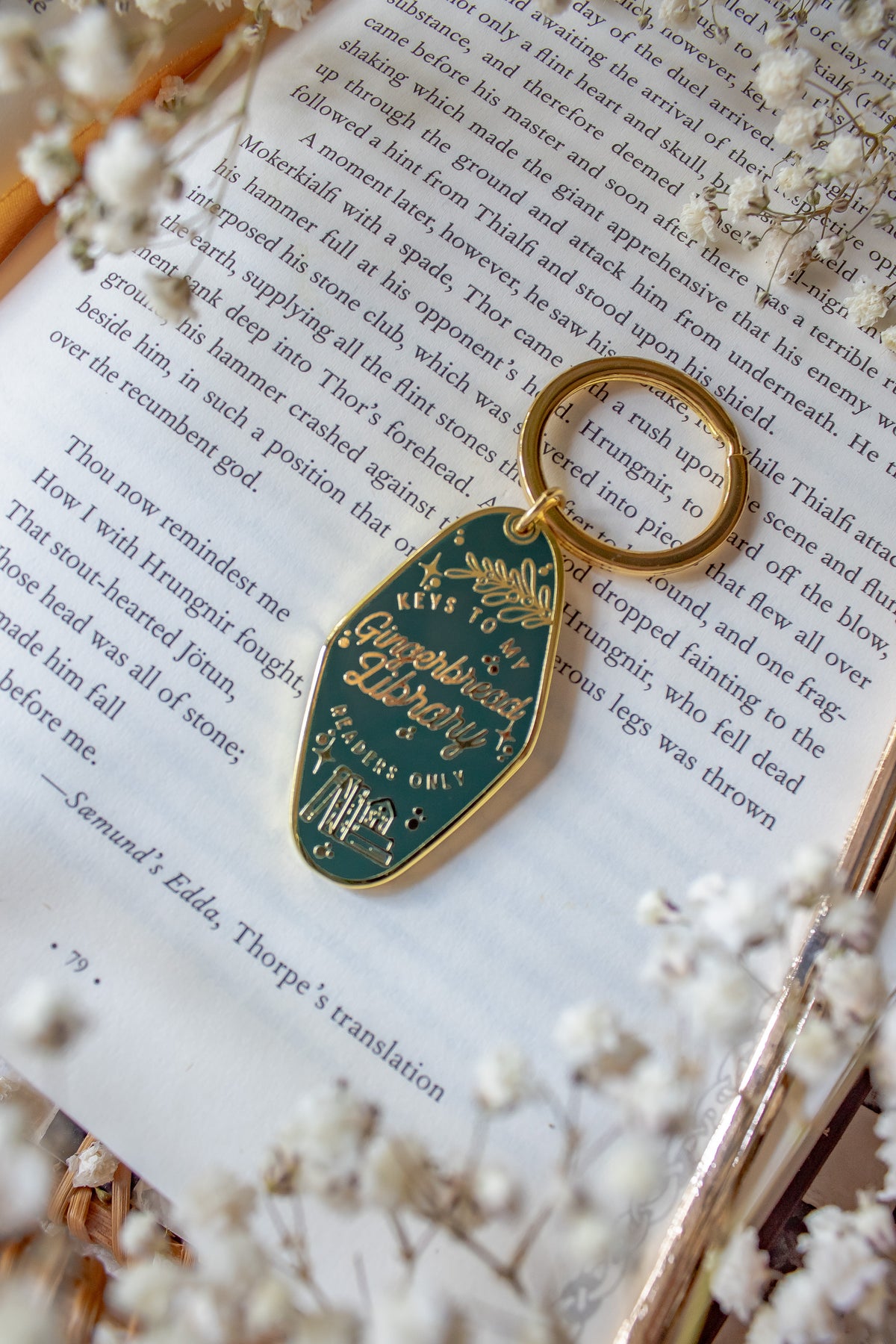 Gingerbread Library Metal Keychain