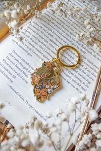 Floral Wyvern Metal Keychain