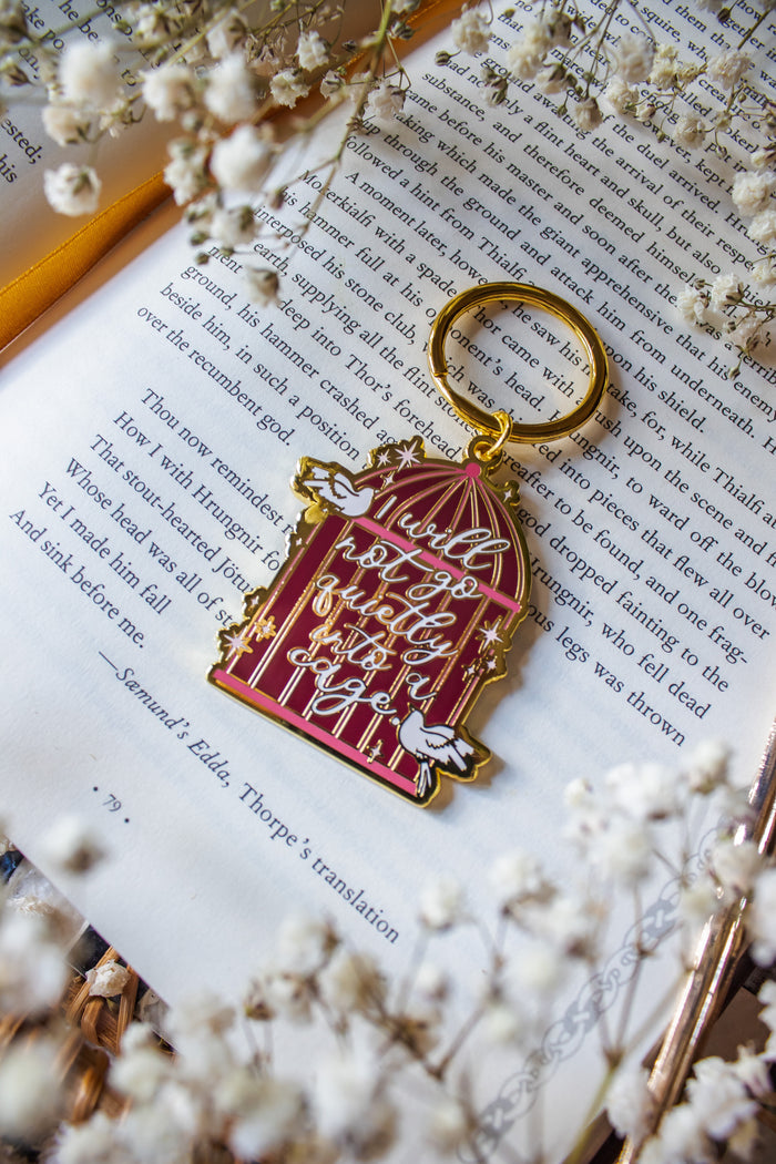 Shield of Sparrows Cage Quote Metal Keychain