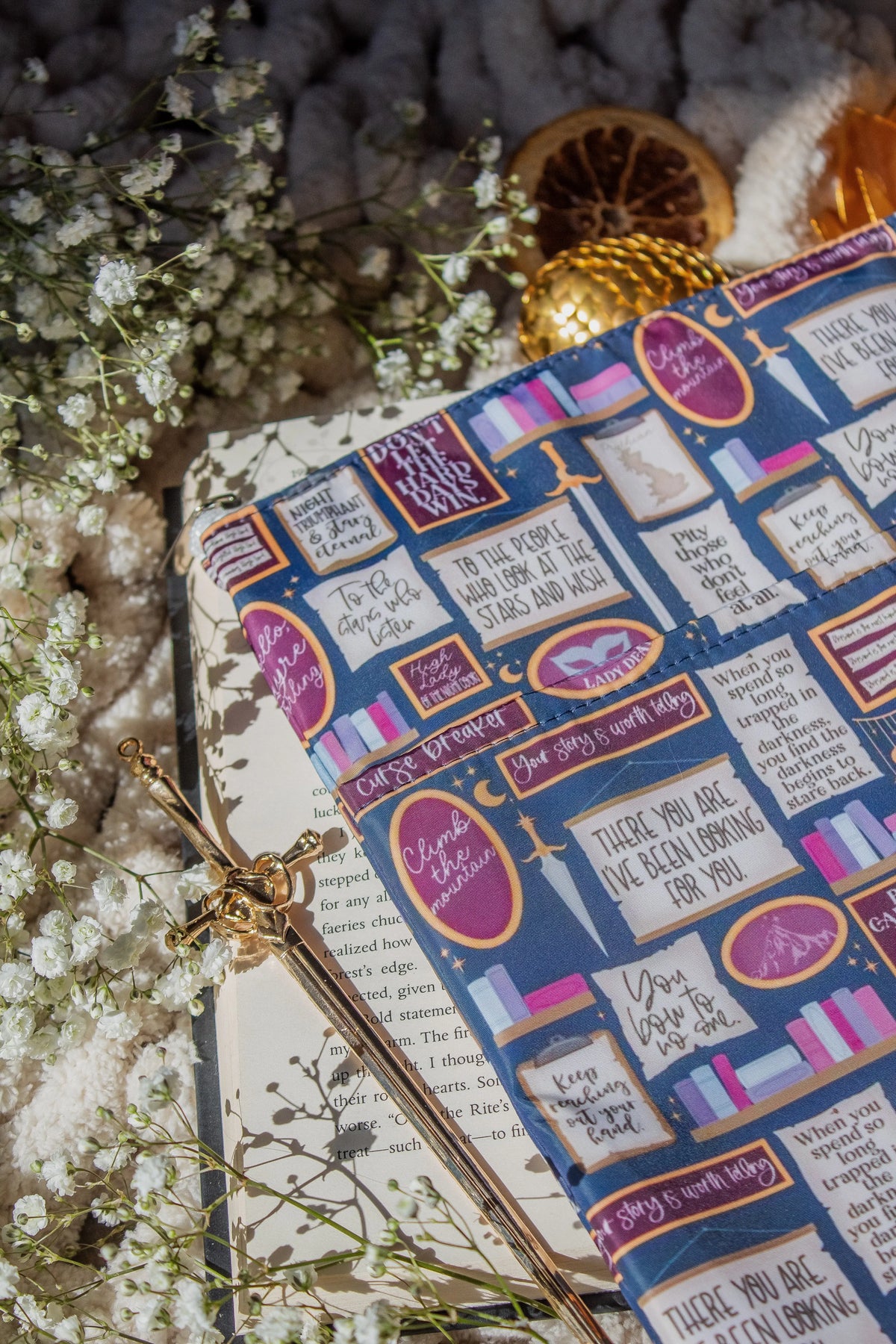 Water-Resistant Extra Large Book Sleeve | ACOTAR Quote Wall
