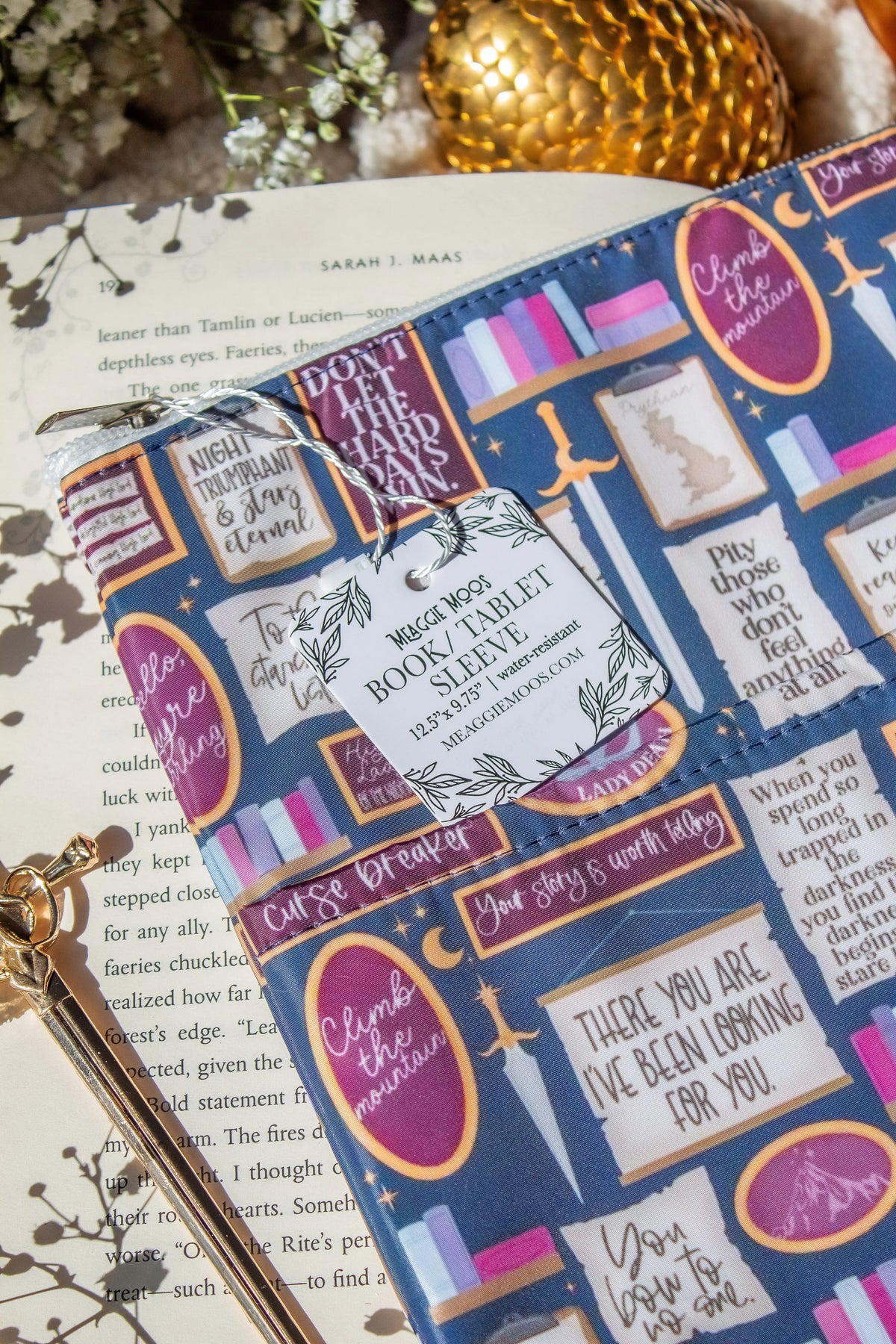 Water-Resistant Extra Large Book Sleeve | ACOTAR Quote Wall