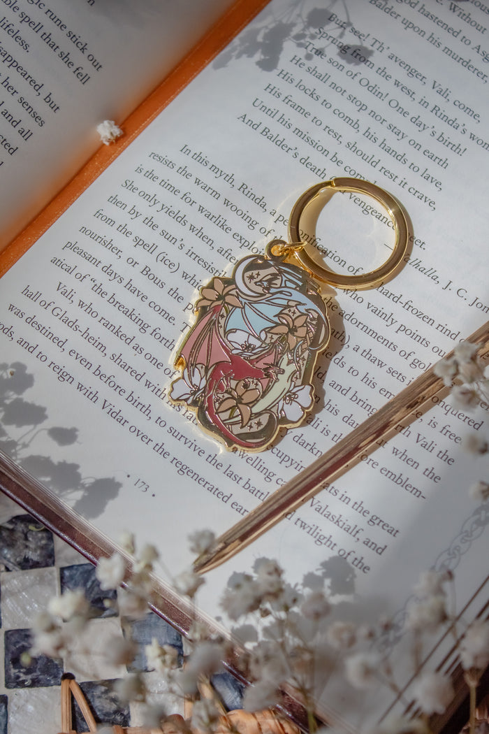 When The Moon Hatched Dragons Metal Keychain