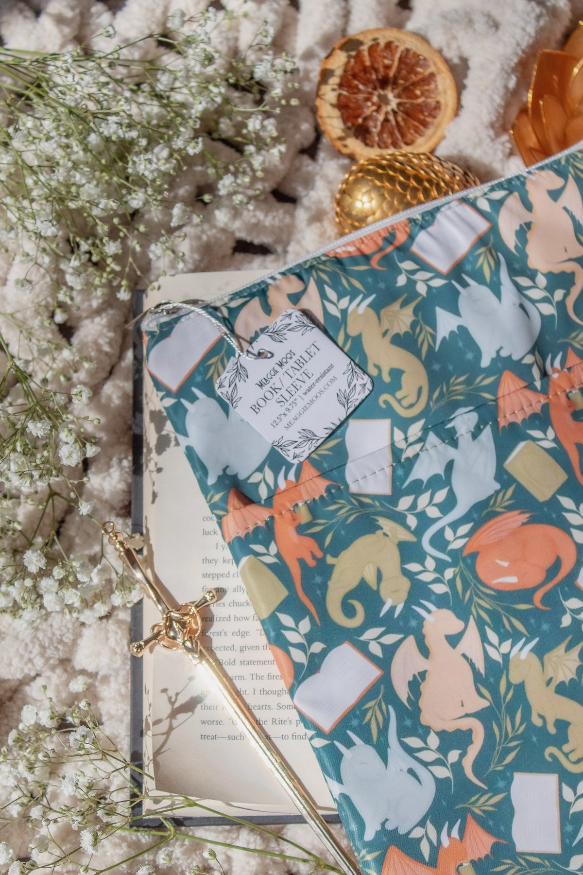 Water-Resistant Extra Large Book Sleeve | Littlest Book Dragon