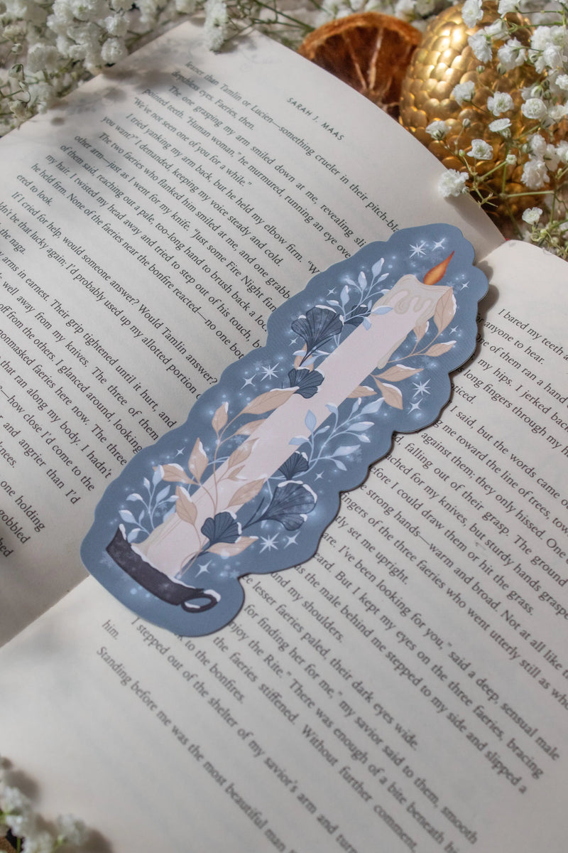 Frosted Winter Candle Die-Cut Bookmark