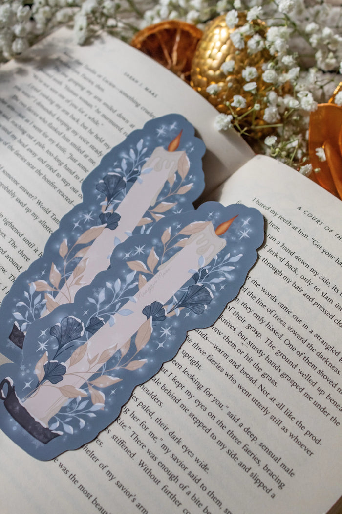 Frosted Winter Candle Die-Cut Bookmark