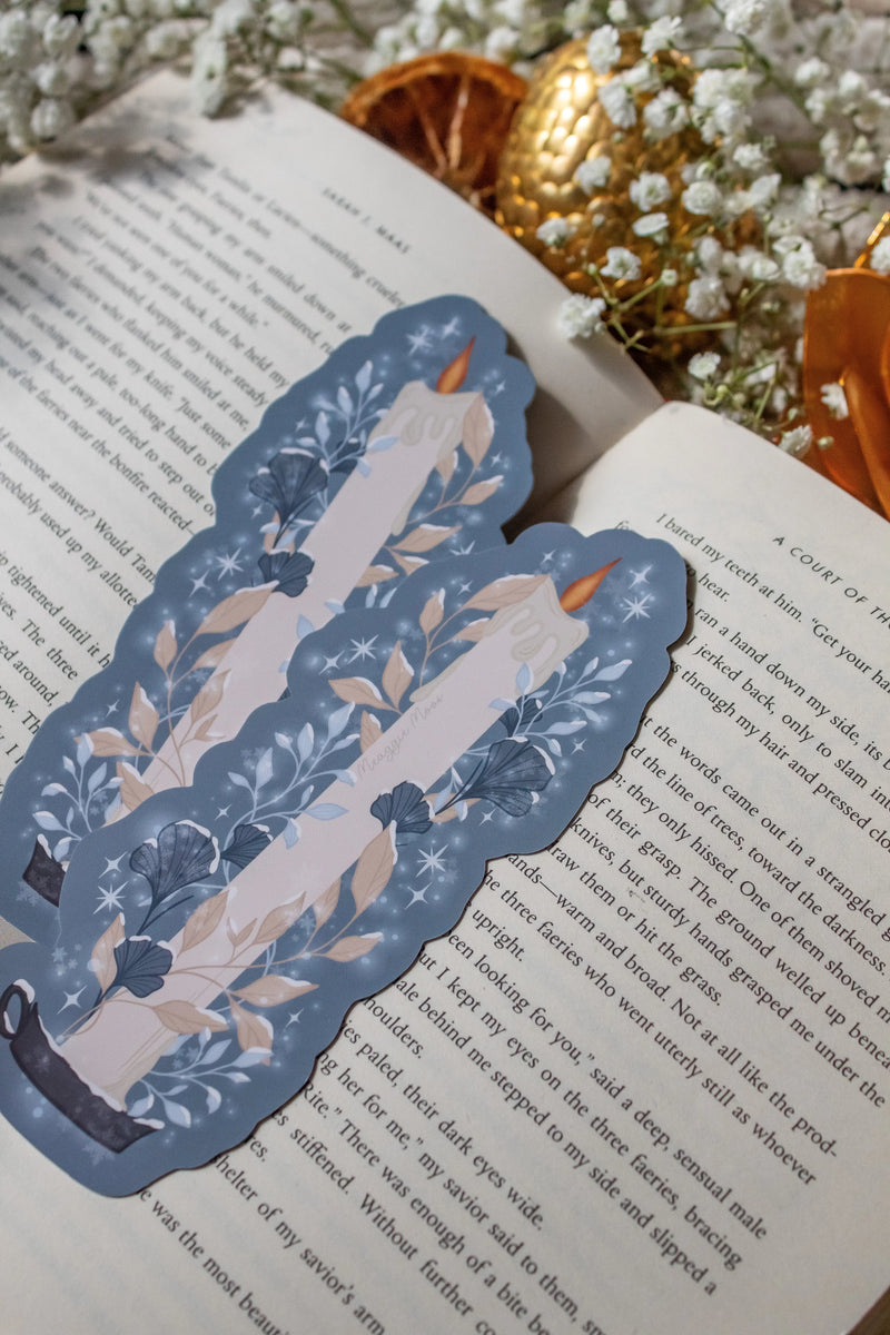 Frosted Winter Candle Die-Cut Bookmark