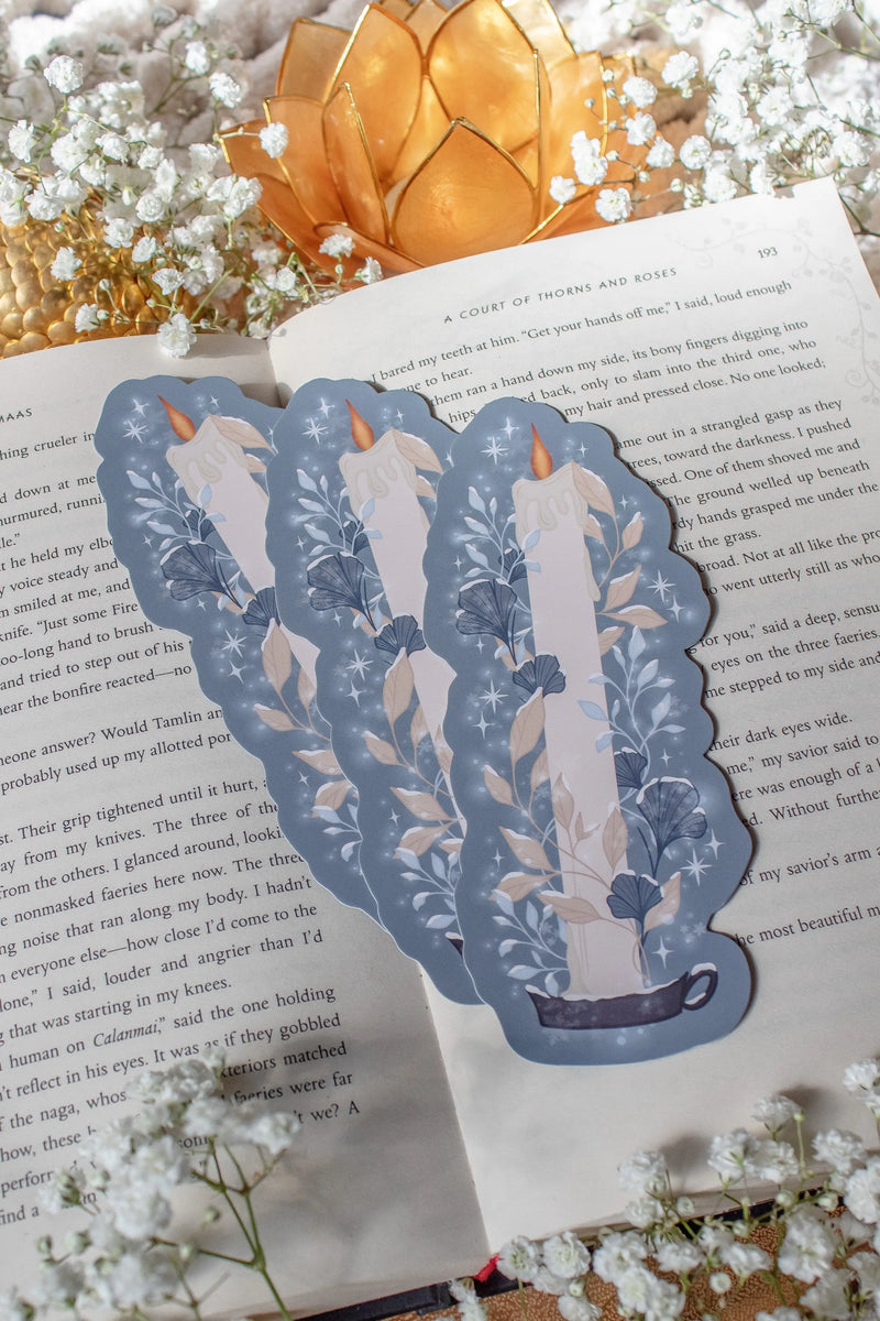 Frosted Winter Candle Die-Cut Bookmark