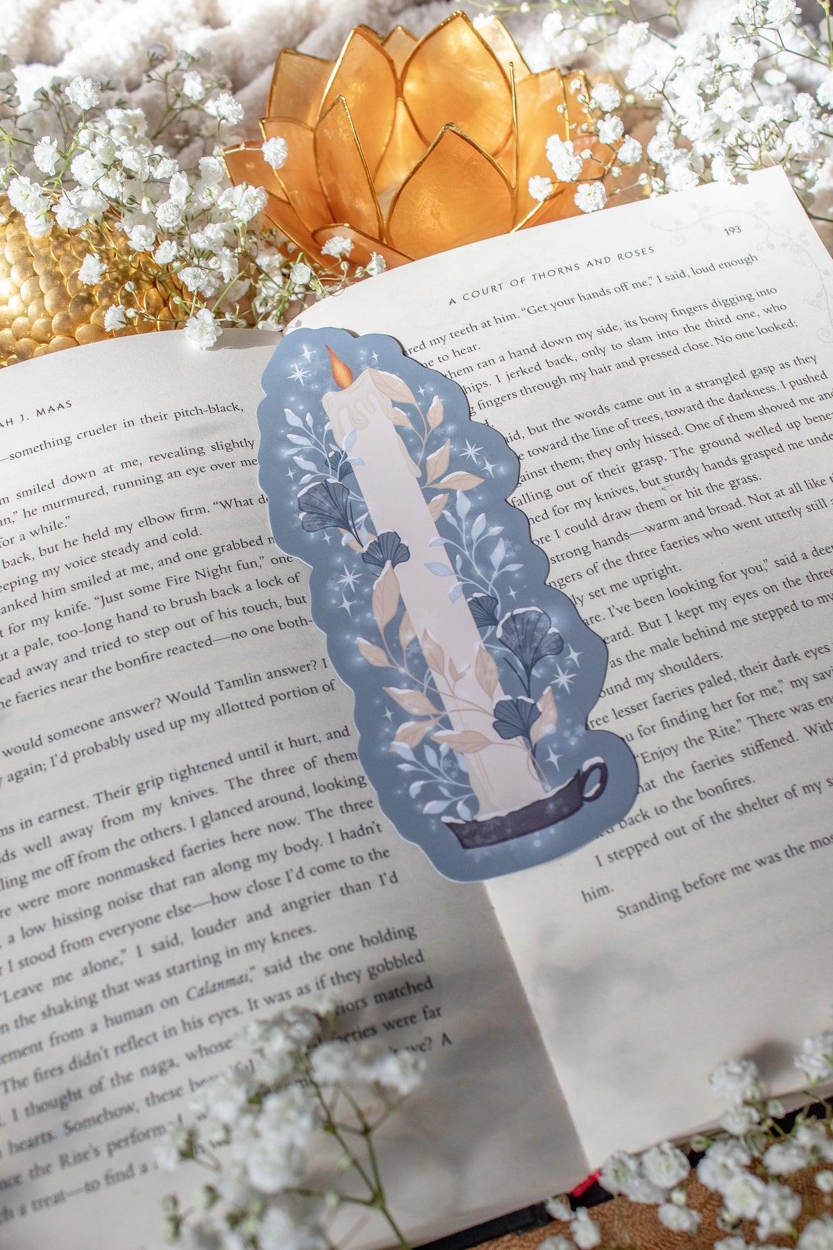 Frosted Winter Candle Die-Cut Bookmark
