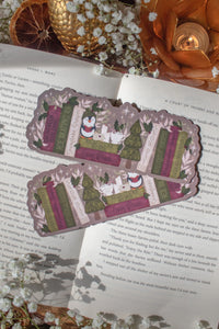 Cozy Christmas Bookshelf Die-Cut Bookmark