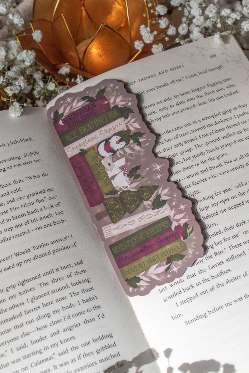 Cozy Christmas Bookshelf Die-Cut Bookmark