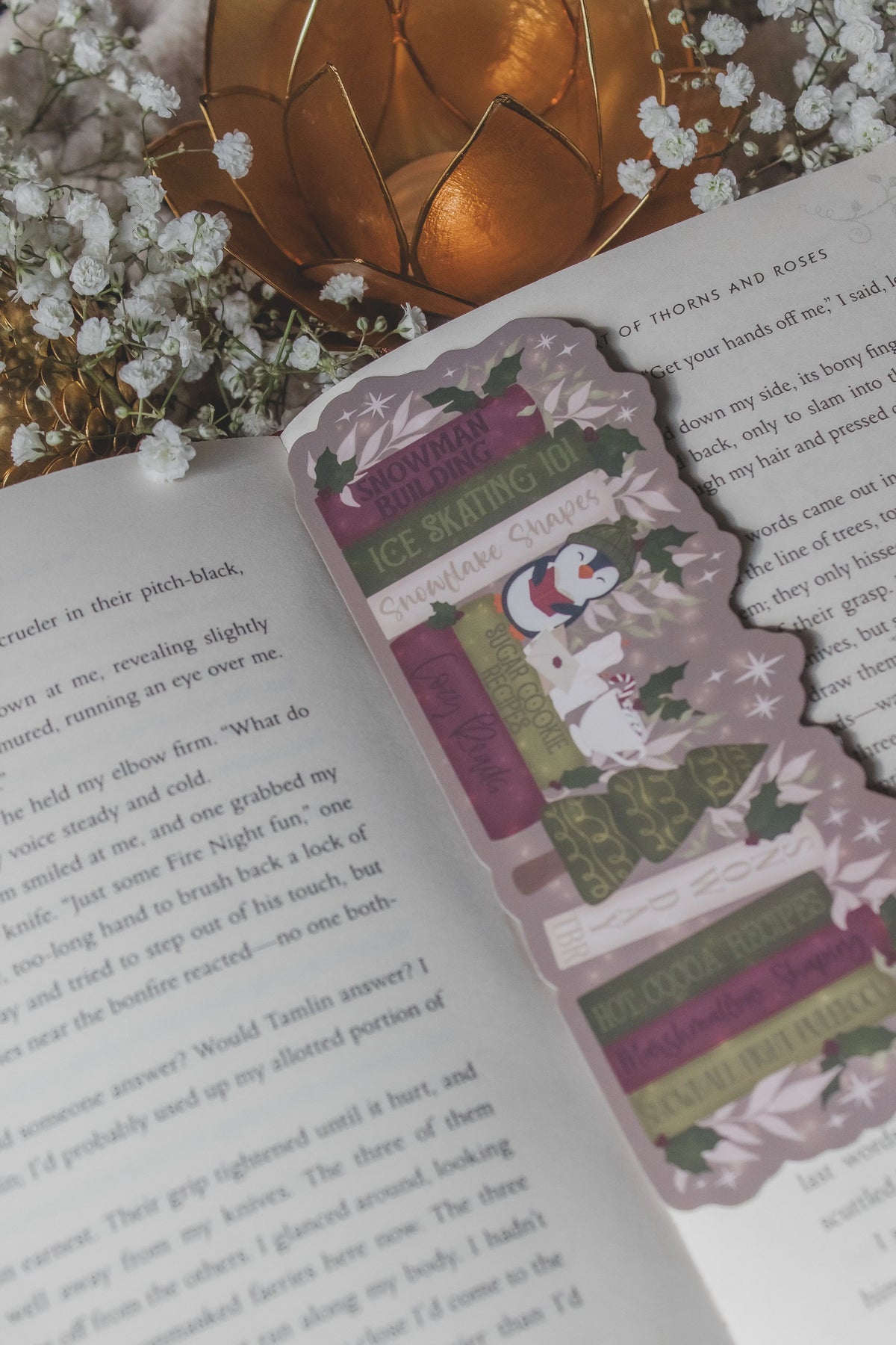 Cozy Christmas Bookshelf Die-Cut Bookmark