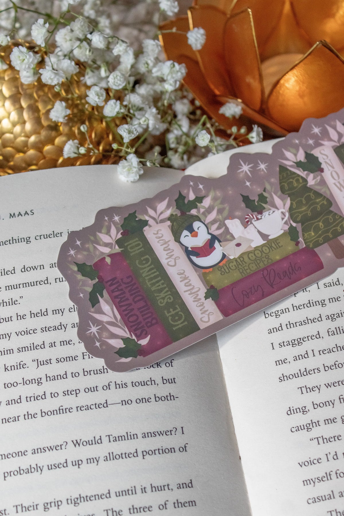 Cozy Christmas Bookshelf Die-Cut Bookmark