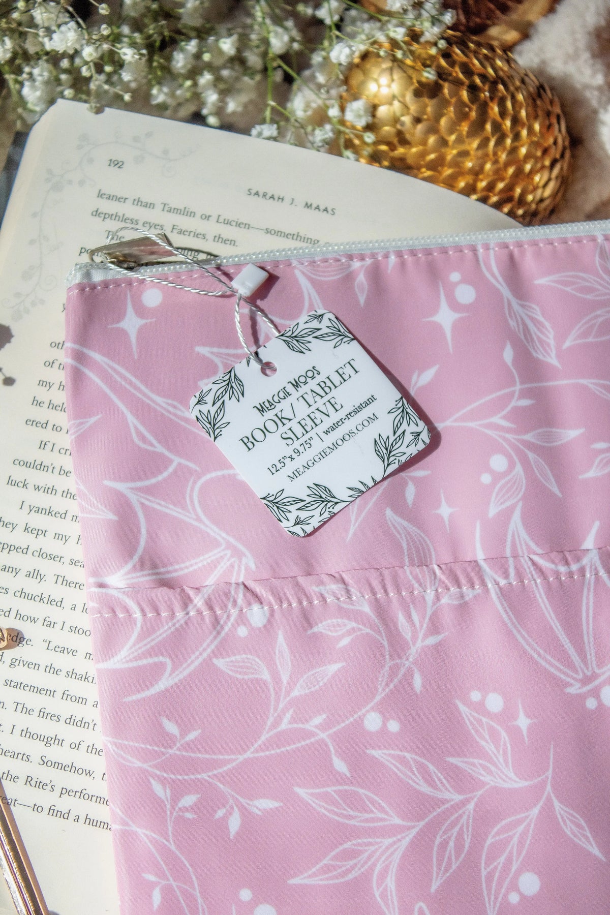 Water-Resistant Extra Large Book Sleeve | Pink Dragons