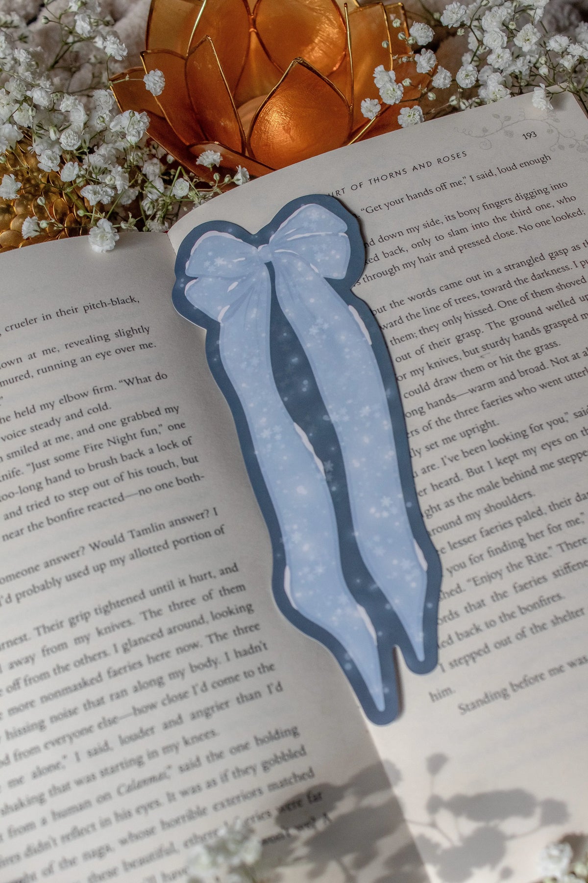 Frosted Winter Bow Die-Cut Bookmark