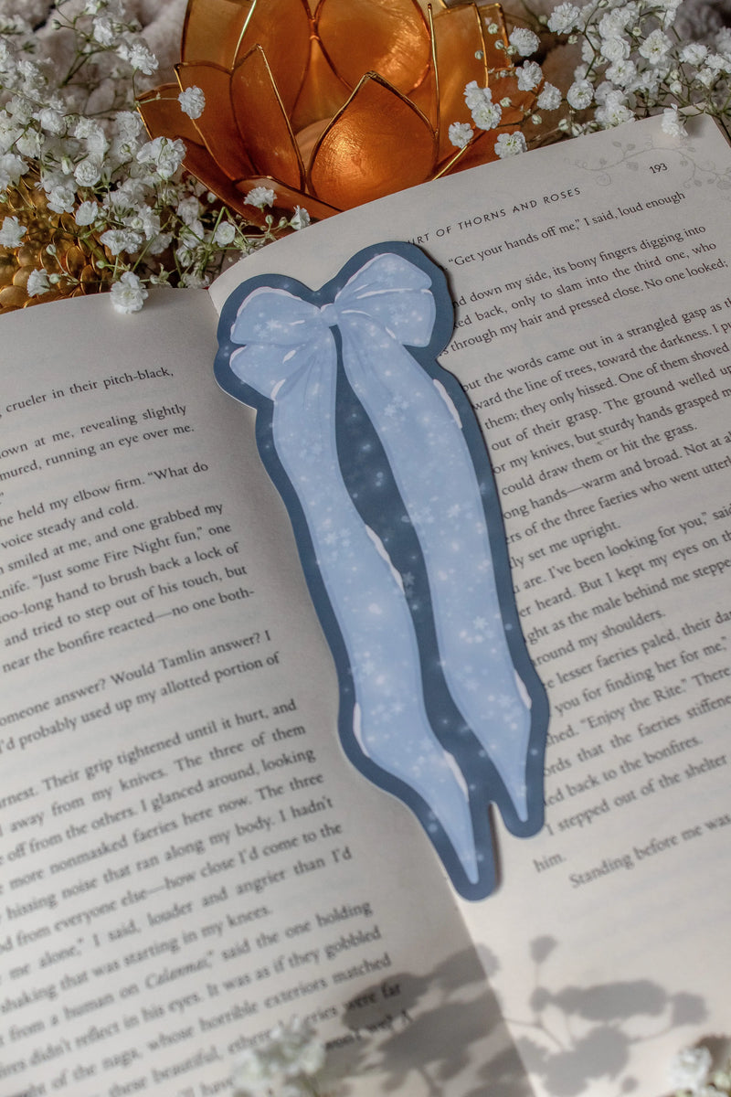 Frosted Winter Bow Die-Cut Bookmark