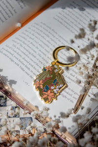 Floral Wyvern Metal Keychain