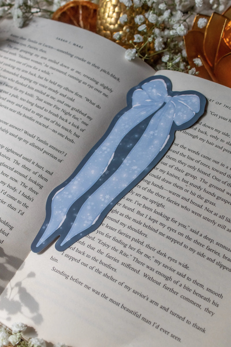 Frosted Winter Bow Die-Cut Bookmark
