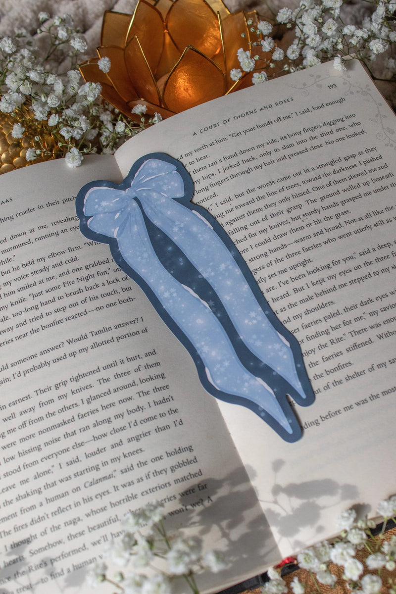Frosted Winter Bow Die-Cut Bookmark