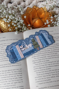 Cozy Winter Bookshelf Die-Cut Bookmark