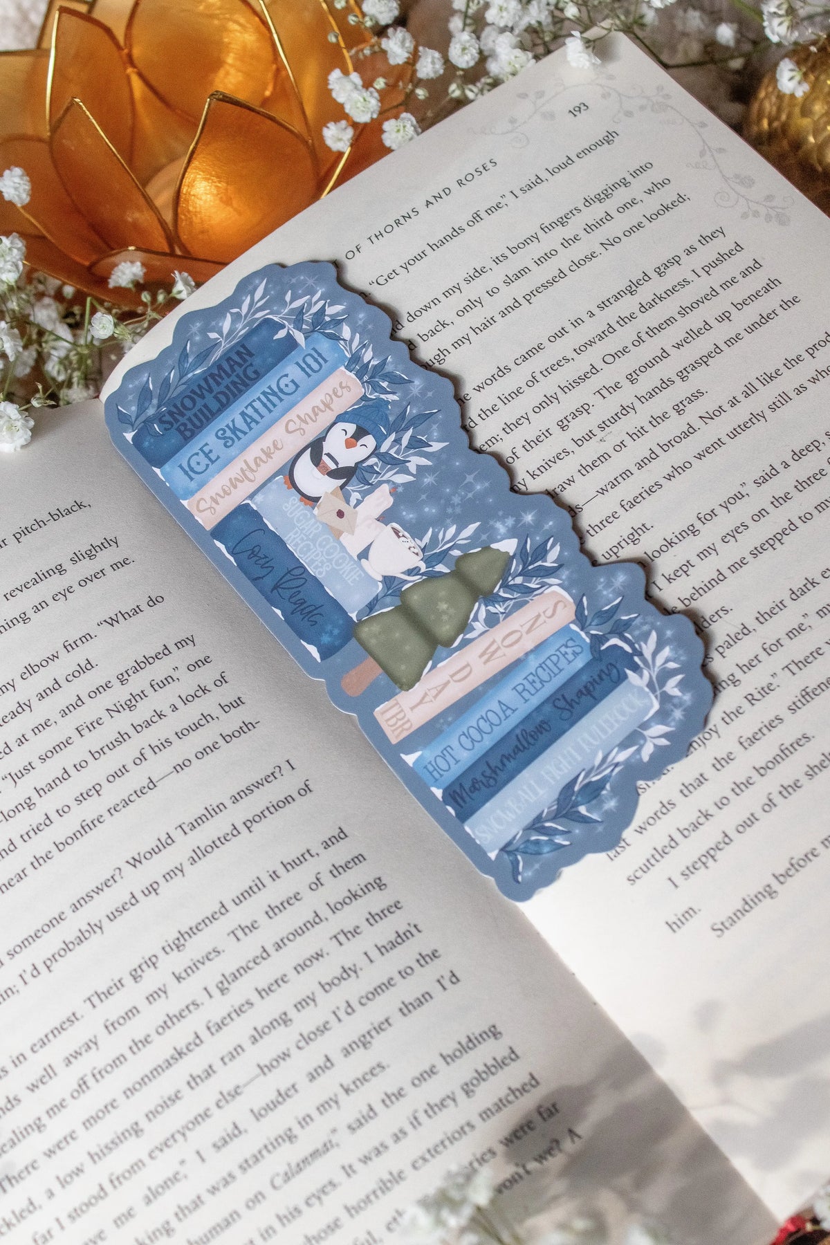 Cozy Winter Bookshelf Die-Cut Bookmark