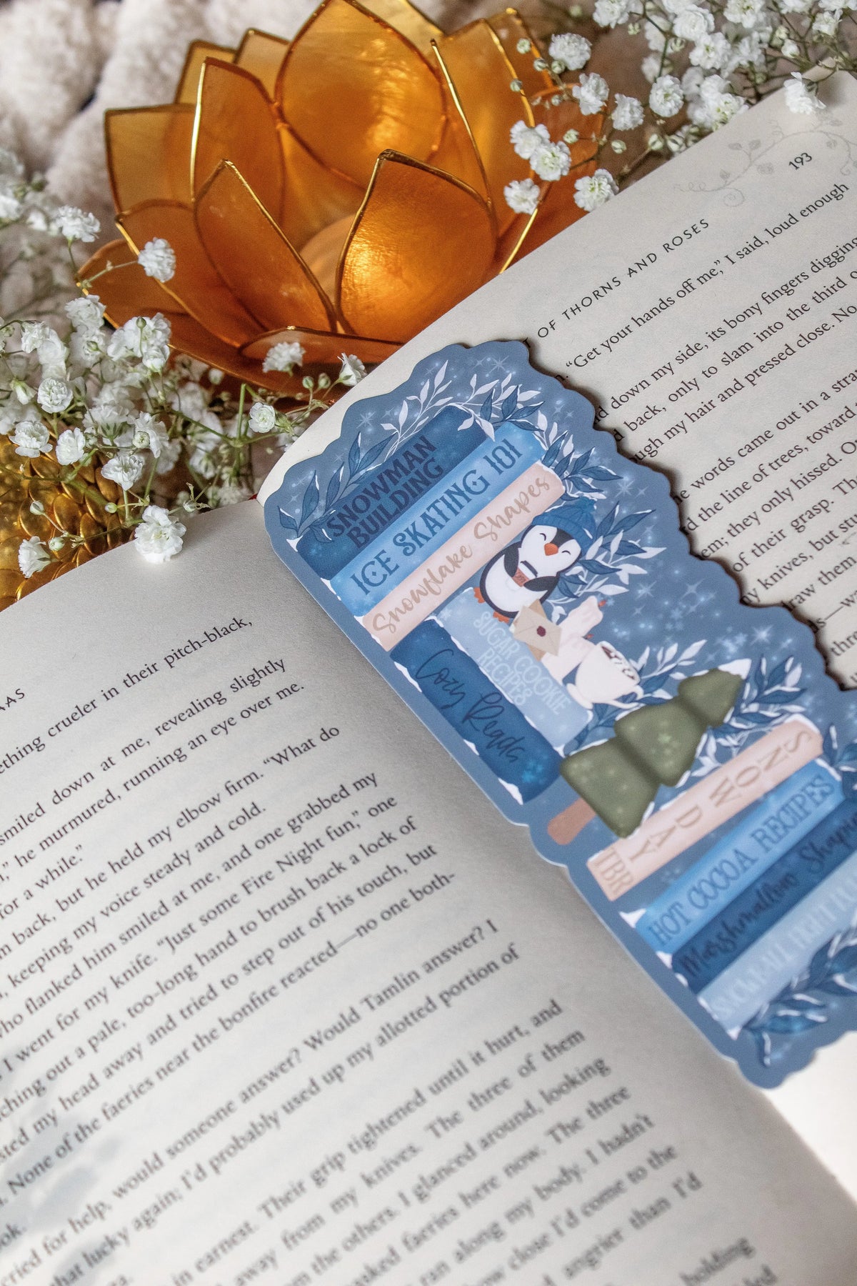 Cozy Winter Bookshelf Die-Cut Bookmark