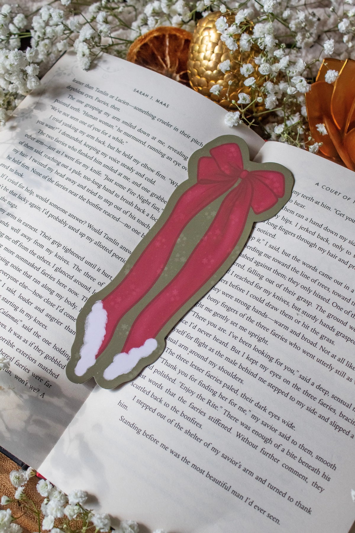Christmas Santa Bow Die-Cut Bookmark