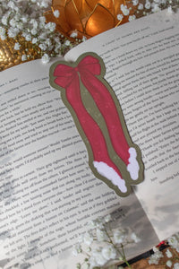 Christmas Santa Bow Die-Cut Bookmark