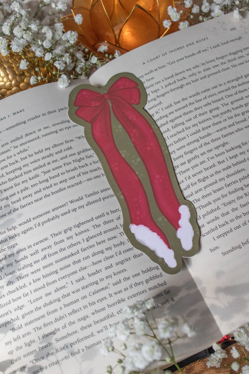 Christmas Santa Bow Die-Cut Bookmark