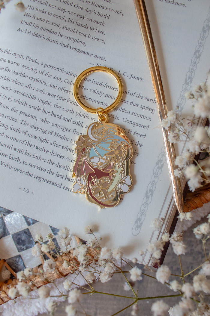 When The Moon Hatched Dragons Metal Keychain
