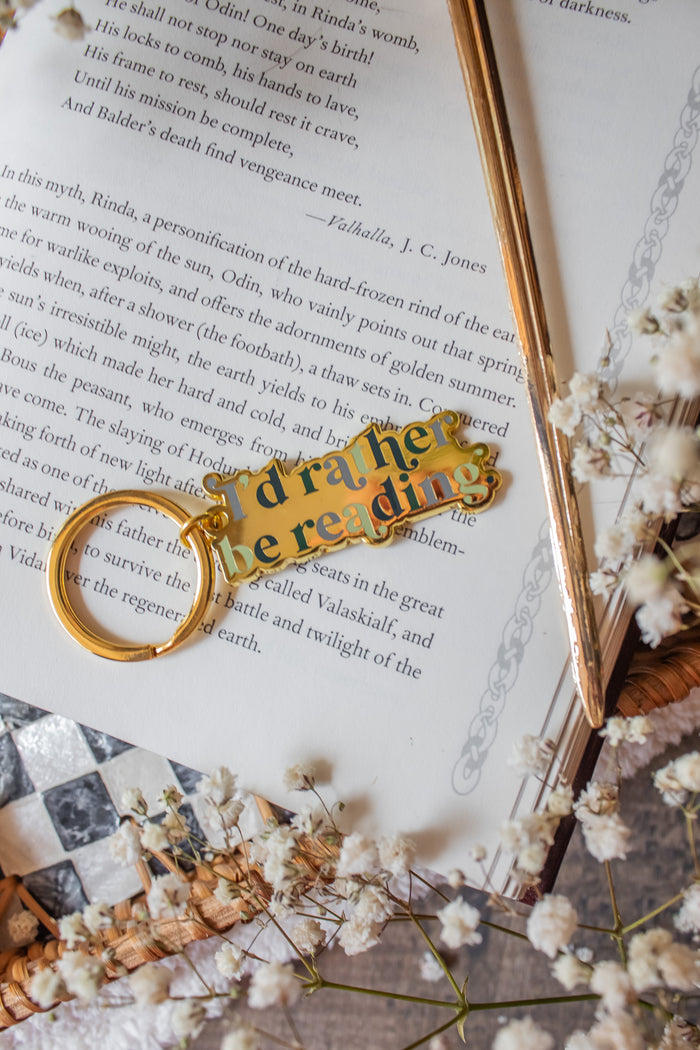 Id Rather Be Reading Metal Keychain