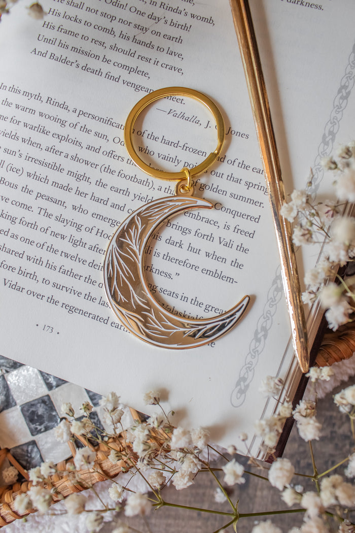 Winter Moon Metal Keychain