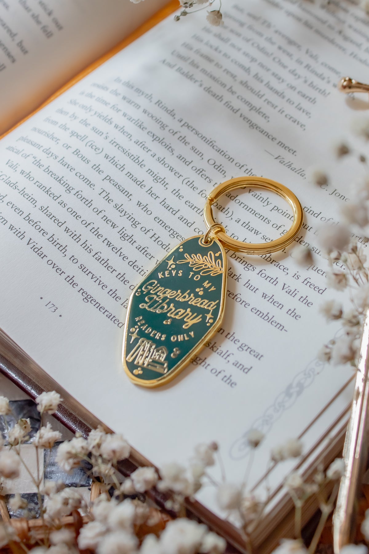 Gingerbread Library Metal Keychain