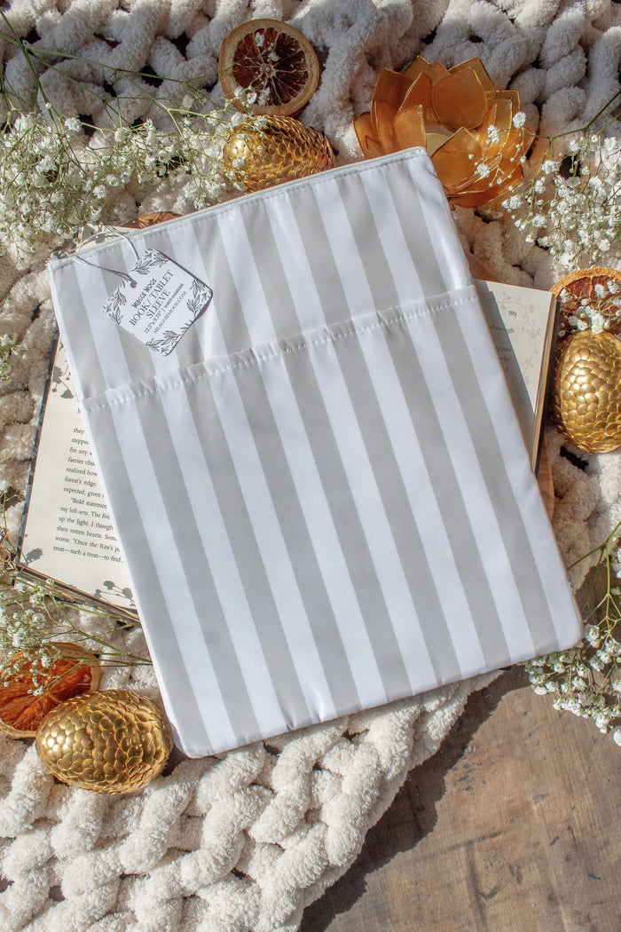 Water-Resistant Extra Large Book Sleeve | Tan Stripes