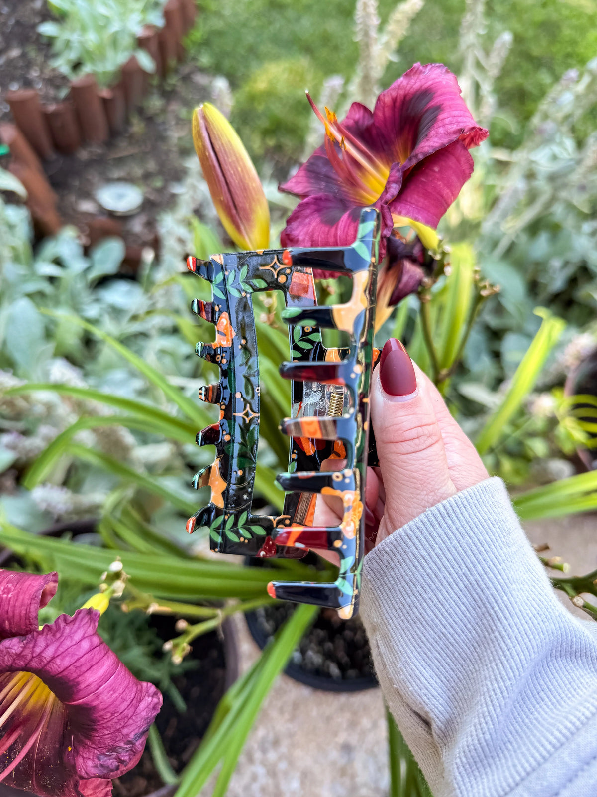 Bookish Hair Claw Clip | Burgundy Books