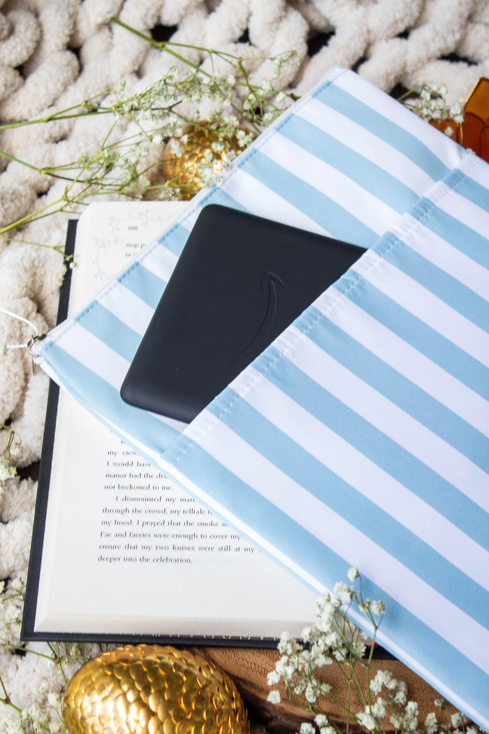 Water-Resistant Extra Large Book Sleeve | Blue Stripes