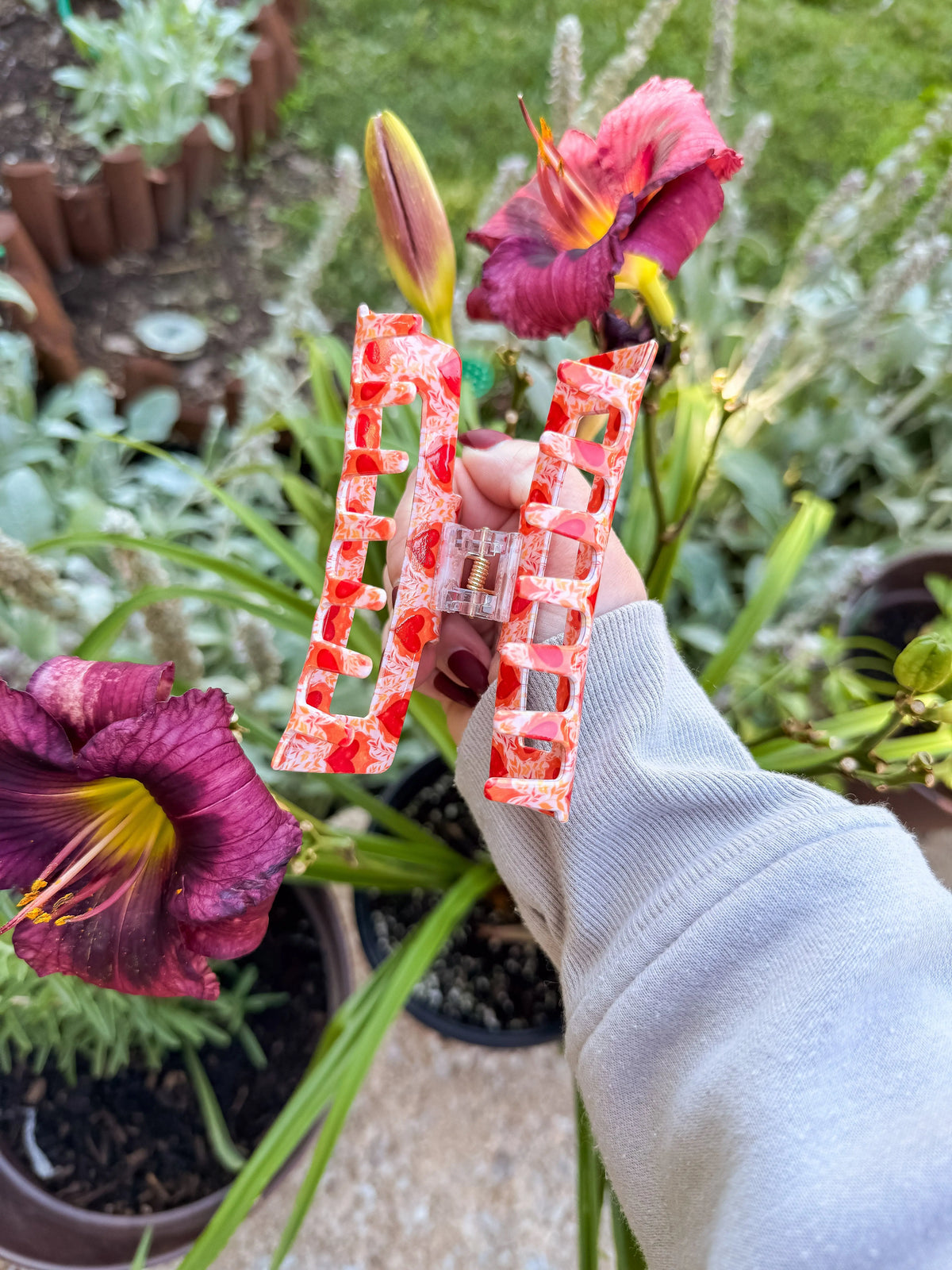 Bookish Hair Claw Clip | Flaming Heart