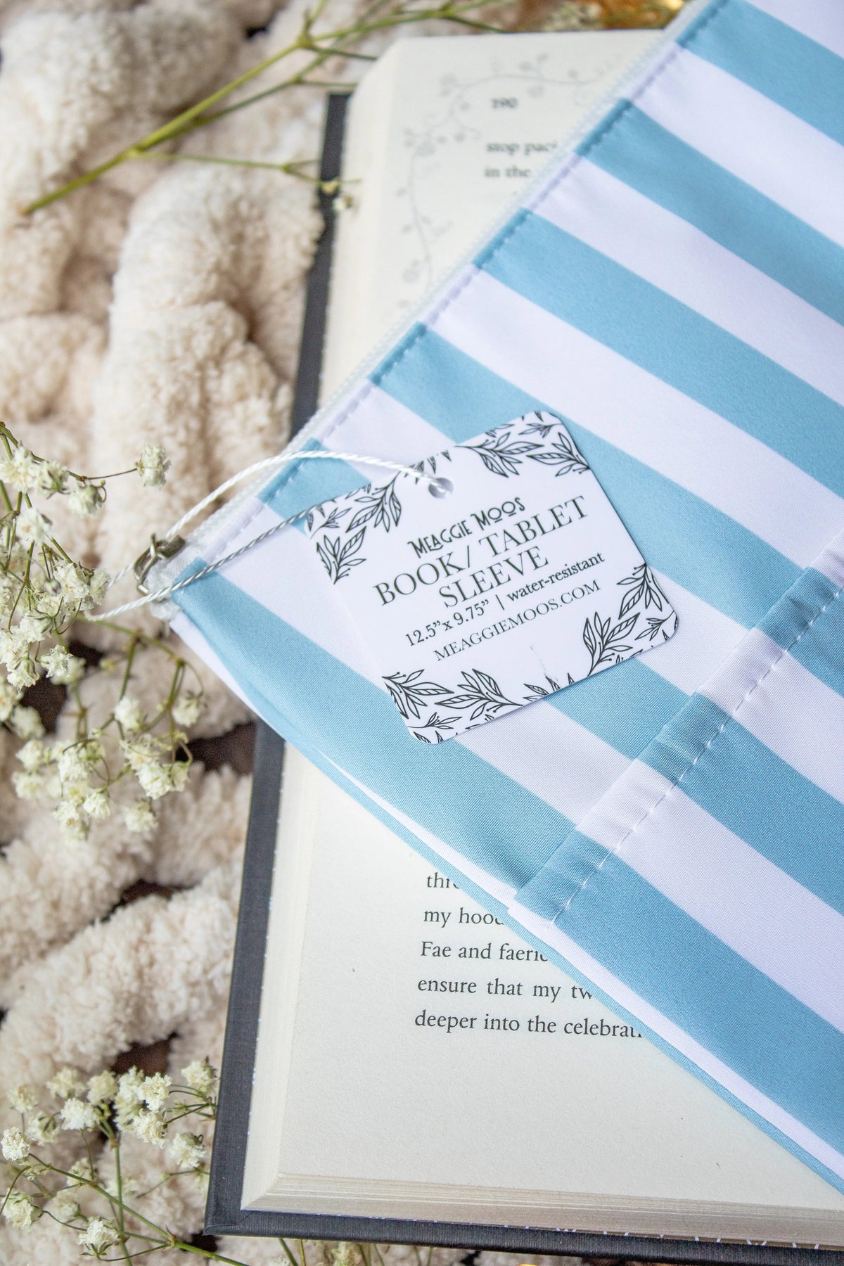 Blue Cabana Stripes Book Sleeve