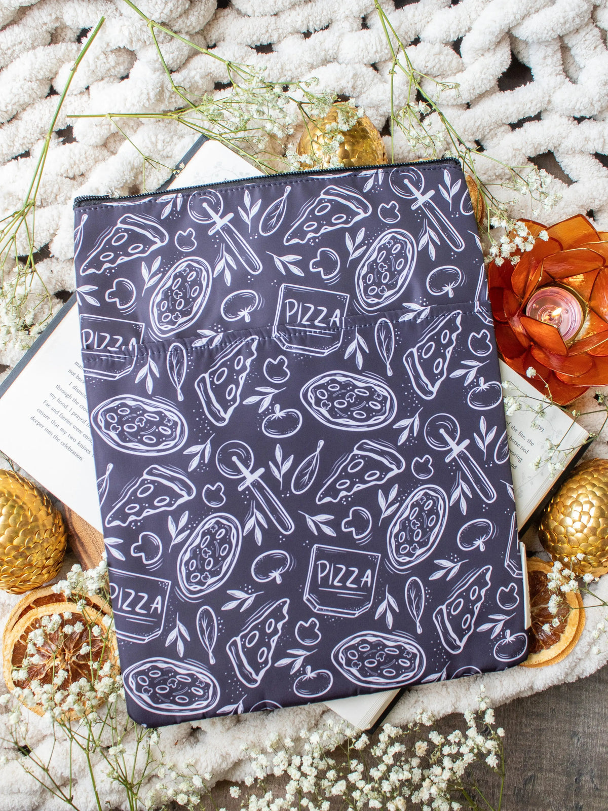 Water-Resistant Extra Large Book Sleeve | Pizza Party Pizza Party