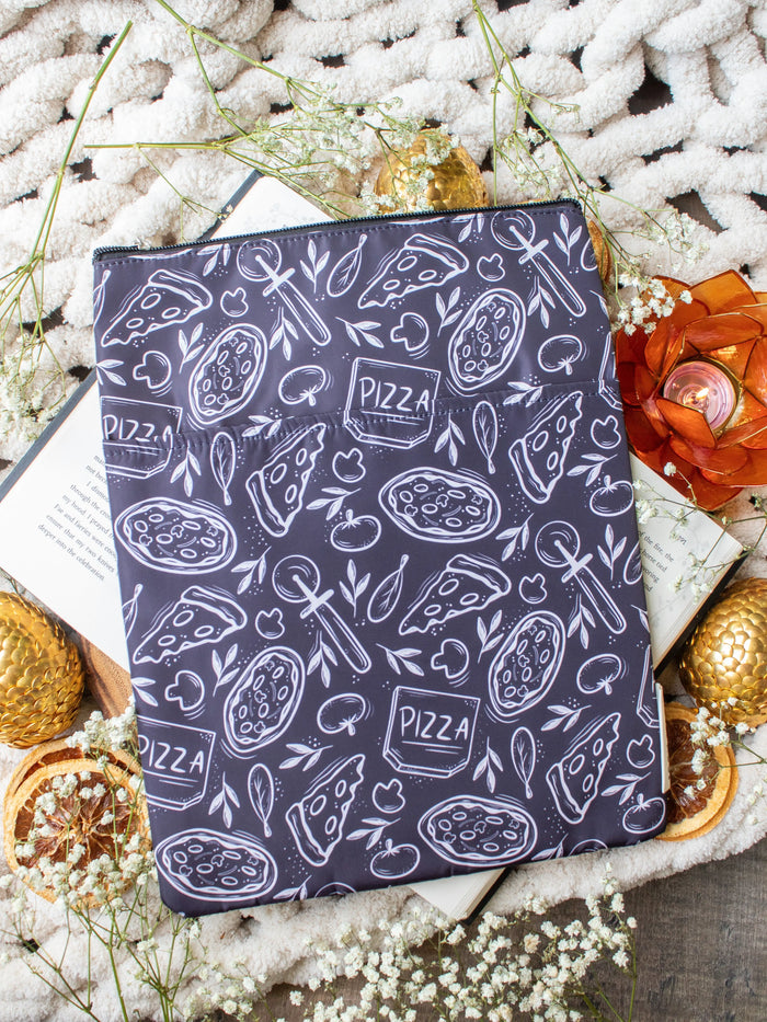 Water-Resistant Extra Large Book Sleeve | Pizza Party