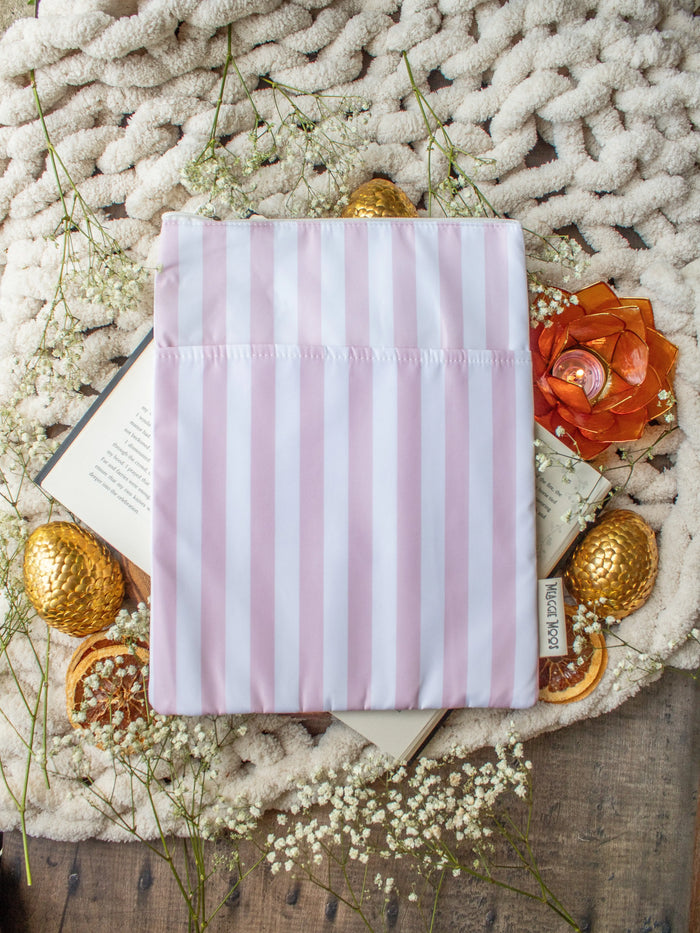 Water-Resistant Extra Large Book Sleeve | Pink Stripes
