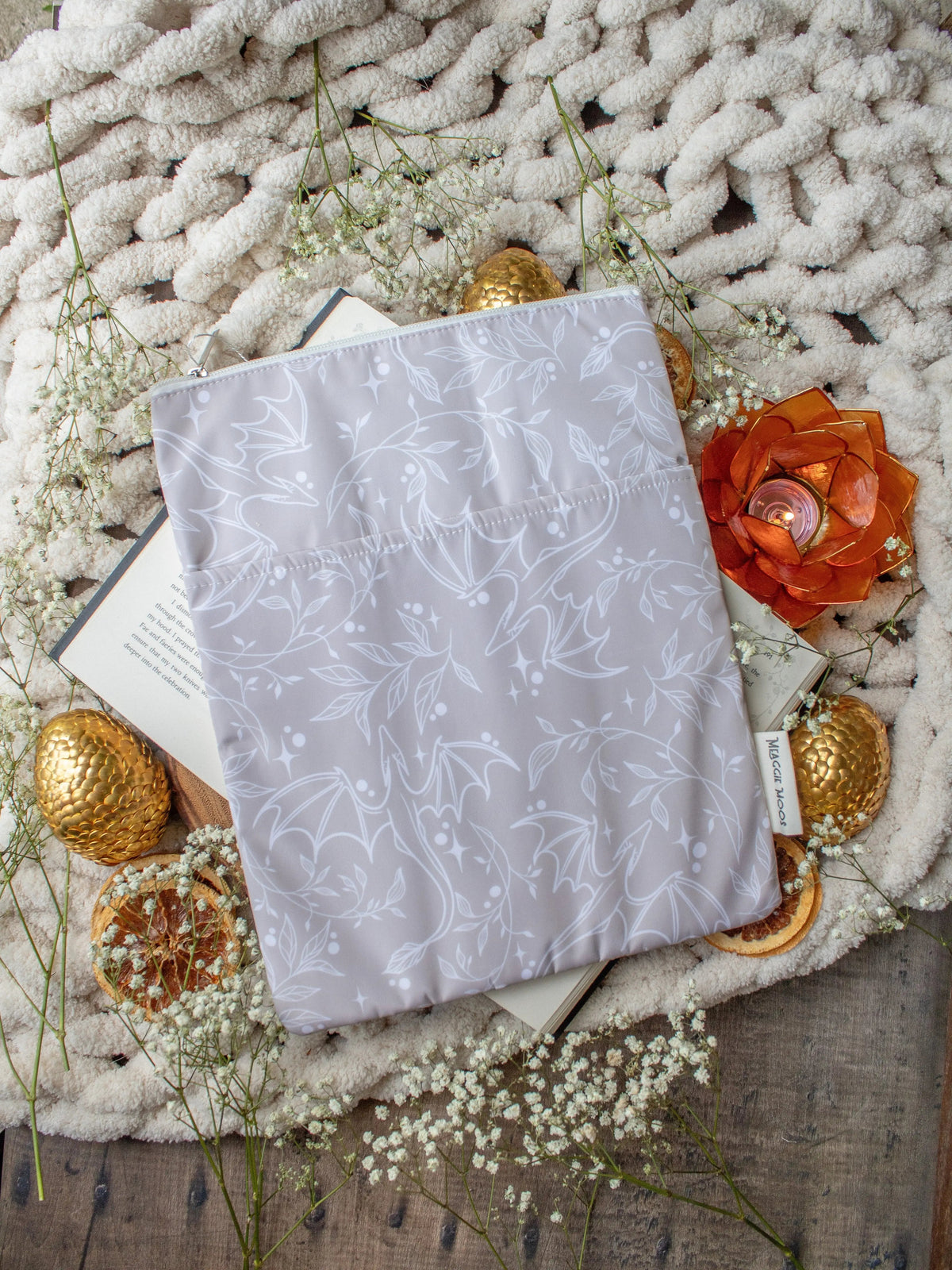 Tan Dragons Book Sleeve