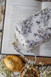 Bookish Cosmetic / Pencil Pouch Zip Bag | Ivory Swords